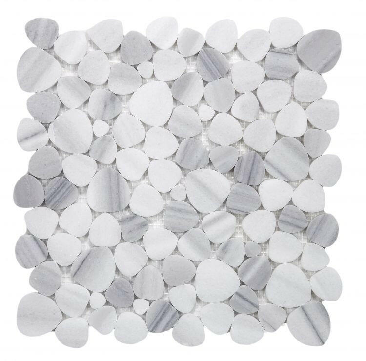 Athena Minerva Marmala White Honed Pebble Marble Mosaic Tile-Marble Mosaic-American Tile Depot