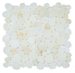 Athena Minerva Onyx White Honed Pebble Marble Mosaic Tile-Marble Mosaic-American Tile Depot