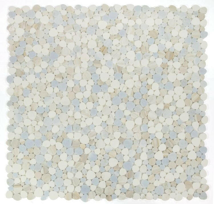 Athena Minerva Sky Polished Pebble Marble Mosaic Tile-Marble Mosaic-American Tile Depot