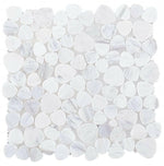 Athena Minerva White Polished Pebble Marble Mosaic Tile-Marble Mosaic-American Tile Depot