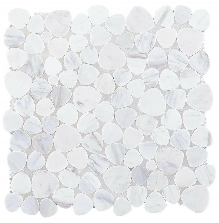 Athena Minerva White Polished Pebble Marble Mosaic Tile-Marble Mosaic-American Tile Depot