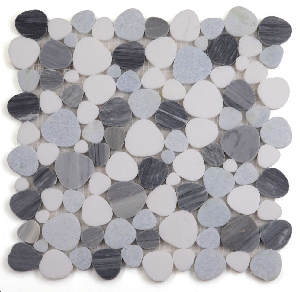 Sample of Athena Brigid Deep Ocean Polished Pebble Marble Mosaic Tile-Sample-American Tile Depot