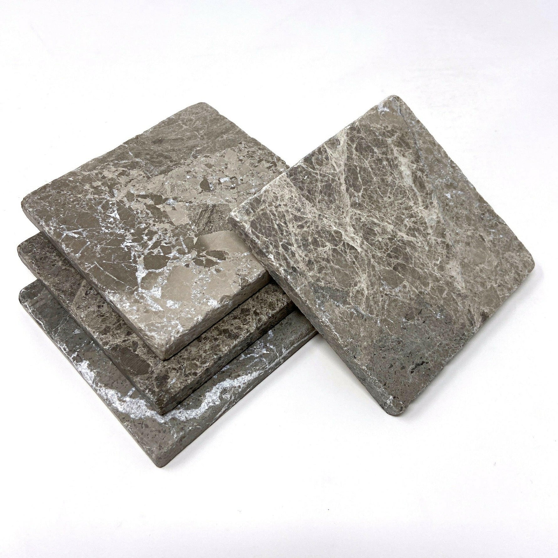 Atlantic Gray Marble Handmade Coasters - Set of 6-Marble Coasters-American Tile Depot