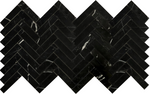 Black Marquina Marble Polished 1 x 4 Herringbone Mosaic Tile-Marble Mosaic-American Tile Depot