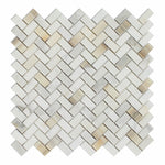 Calacatta Gold Marble Honed Mini Herringbone Mosaic Tile-Marble Mosaic-American Tile Depot