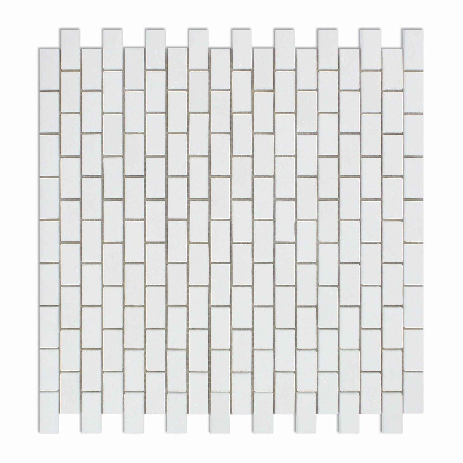 Thassos White Marble Honed Baby Brick Mosaic Tile-Marble Mosaic-American Tile Depot