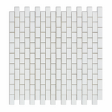 Thassos White Marble Honed Baby Brick Mosaic Tile