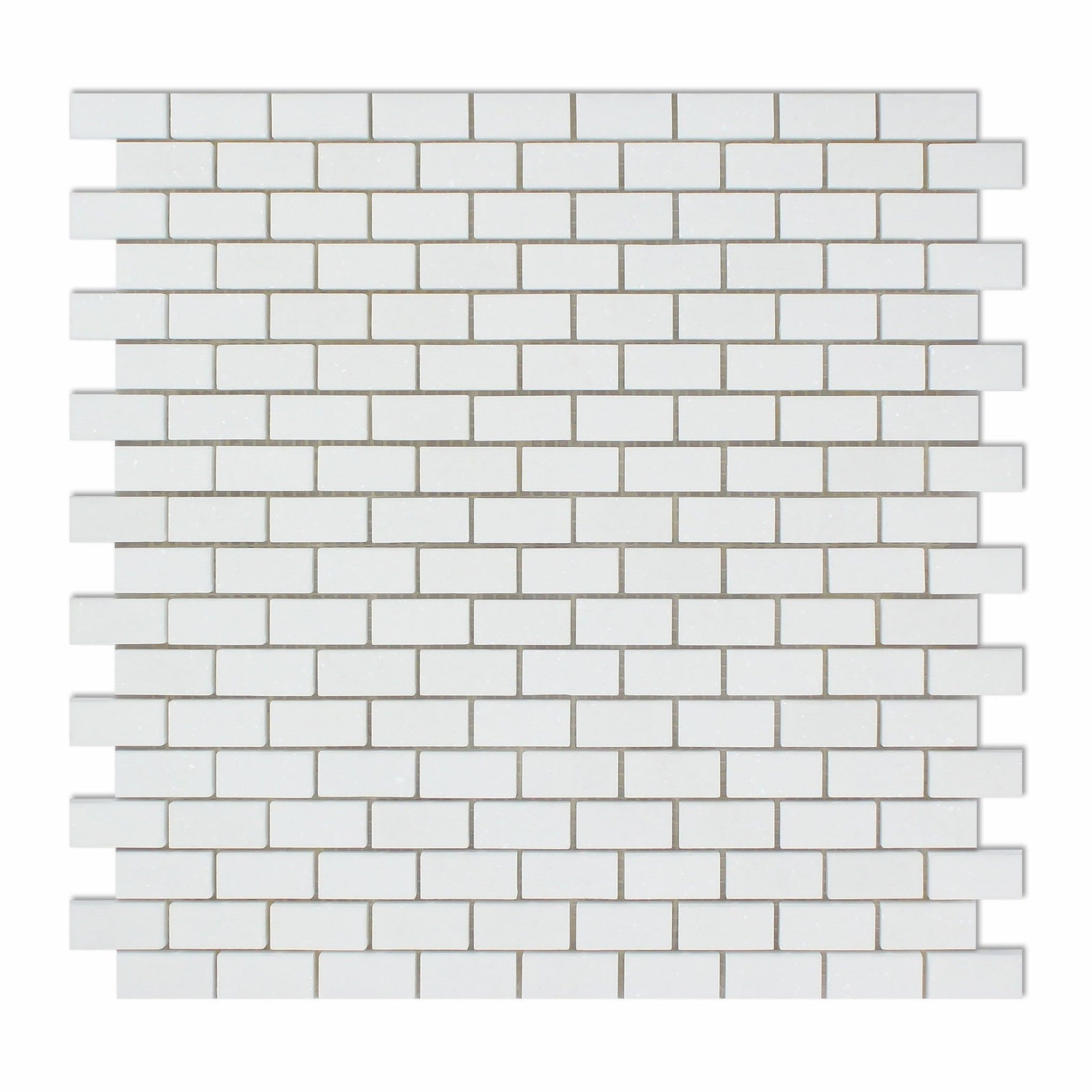 Thassos White Marble Honed Baby Brick Mosaic Tile-Marble Mosaic-American Tile Depot