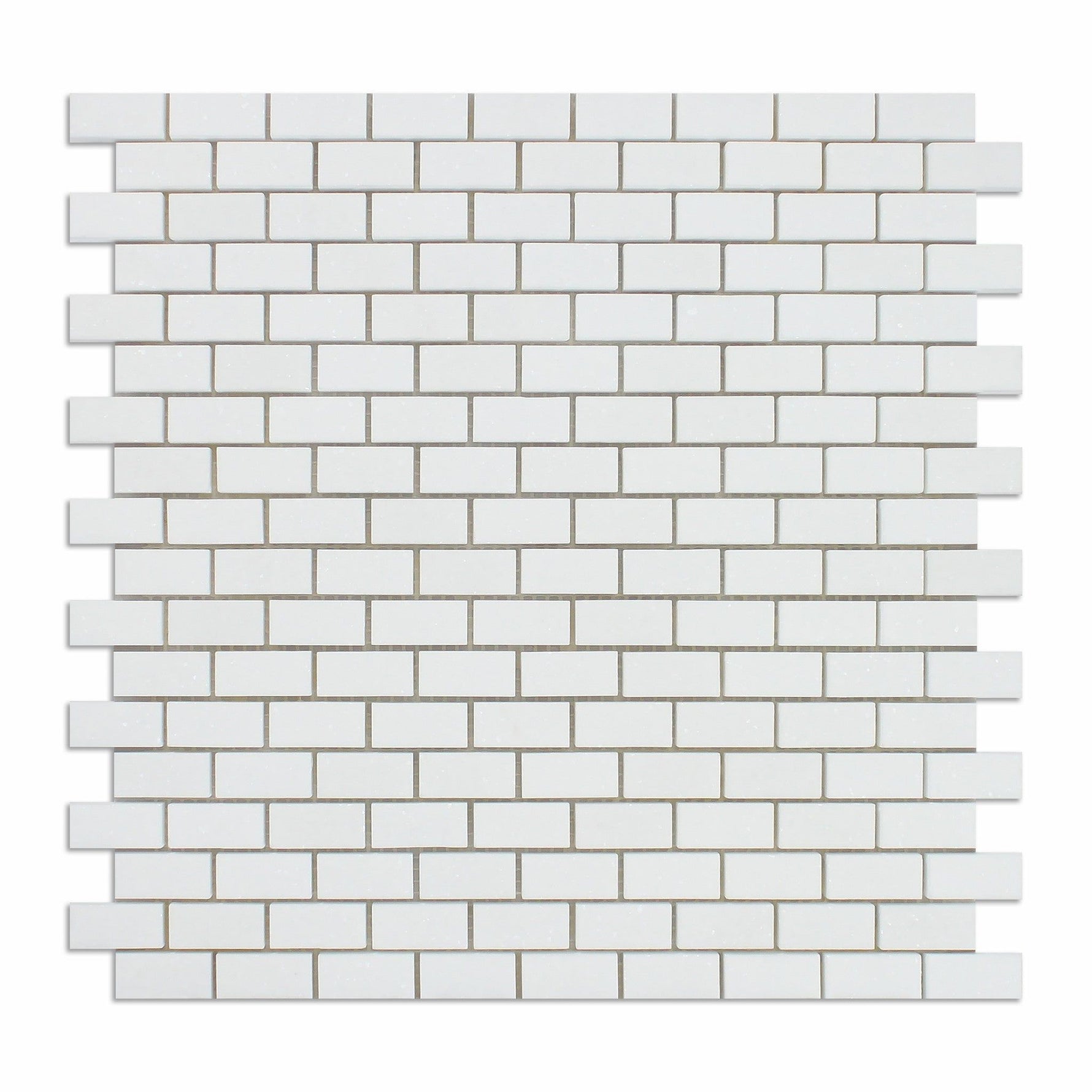 Thassos White Marble Honed Baby Brick Mosaic Tile-Marble Mosaic-American Tile Depot