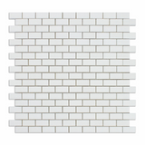 Thassos White Marble Honed Baby Brick Mosaic Tile