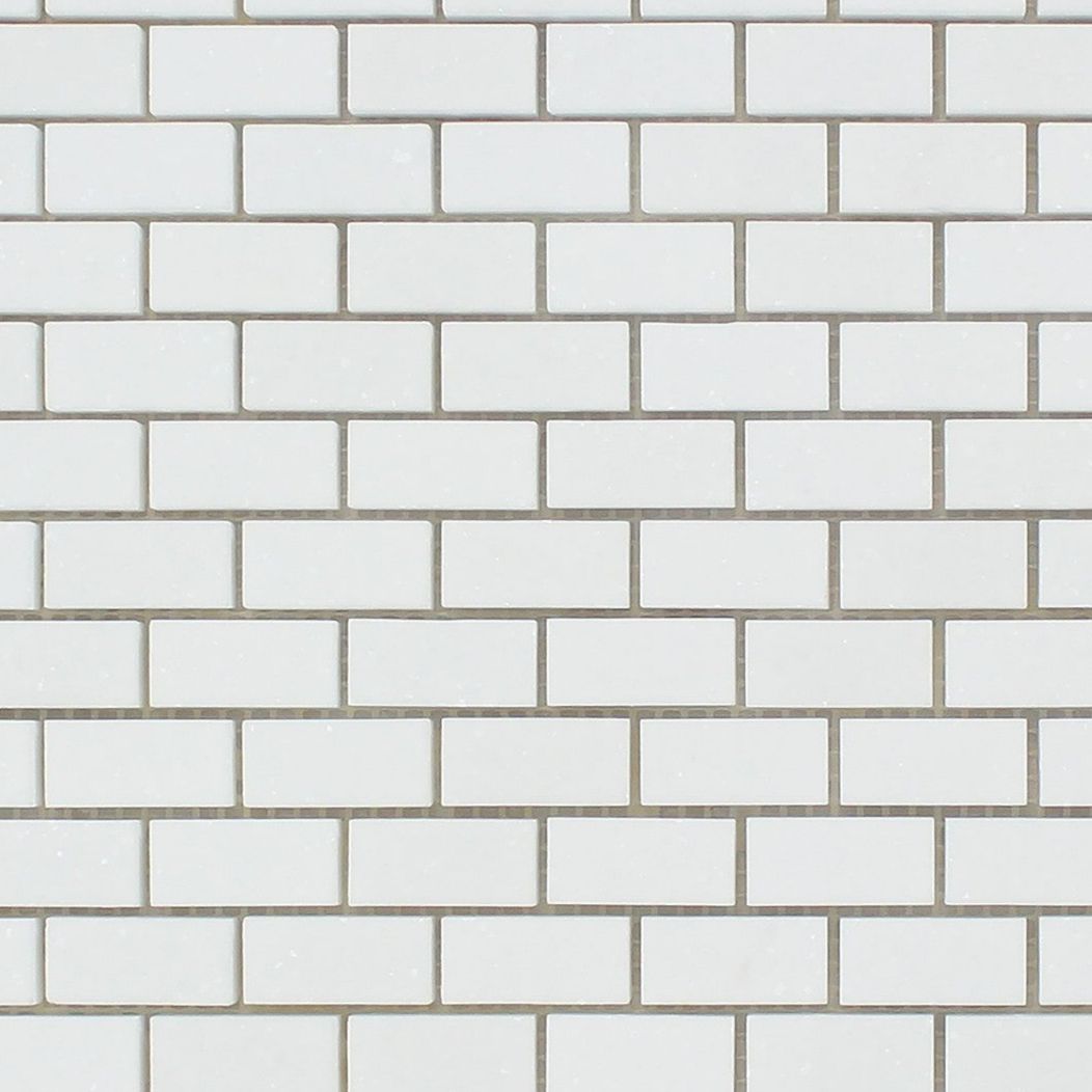 Thassos White Marble Honed Baby Brick Mosaic Tile-Marble Mosaic-American Tile Depot