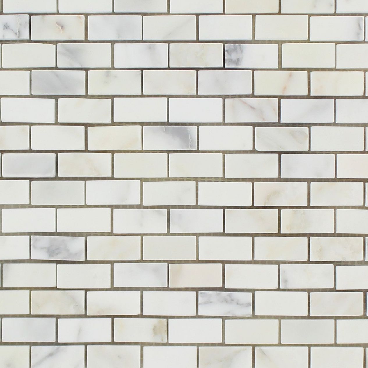 Calacatta Gold Marble Polished Baby Brick Mosaic Tile-Marble Mosaic-American Tile Depot