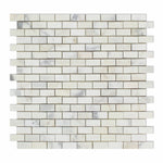 Calacatta Gold Marble Polished Baby Brick Mosaic Tile-Marble Mosaic-American Tile Depot