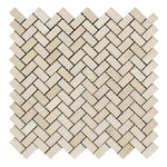 Crema Marfil Marble Polished Mini Herringbone Mosaic Tile-Marble Mosaic-American Tile Depot