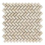 Crema Marfil Marble Polished Mini Herringbone Mosaic Tile-Marble Mosaic-American Tile Depot