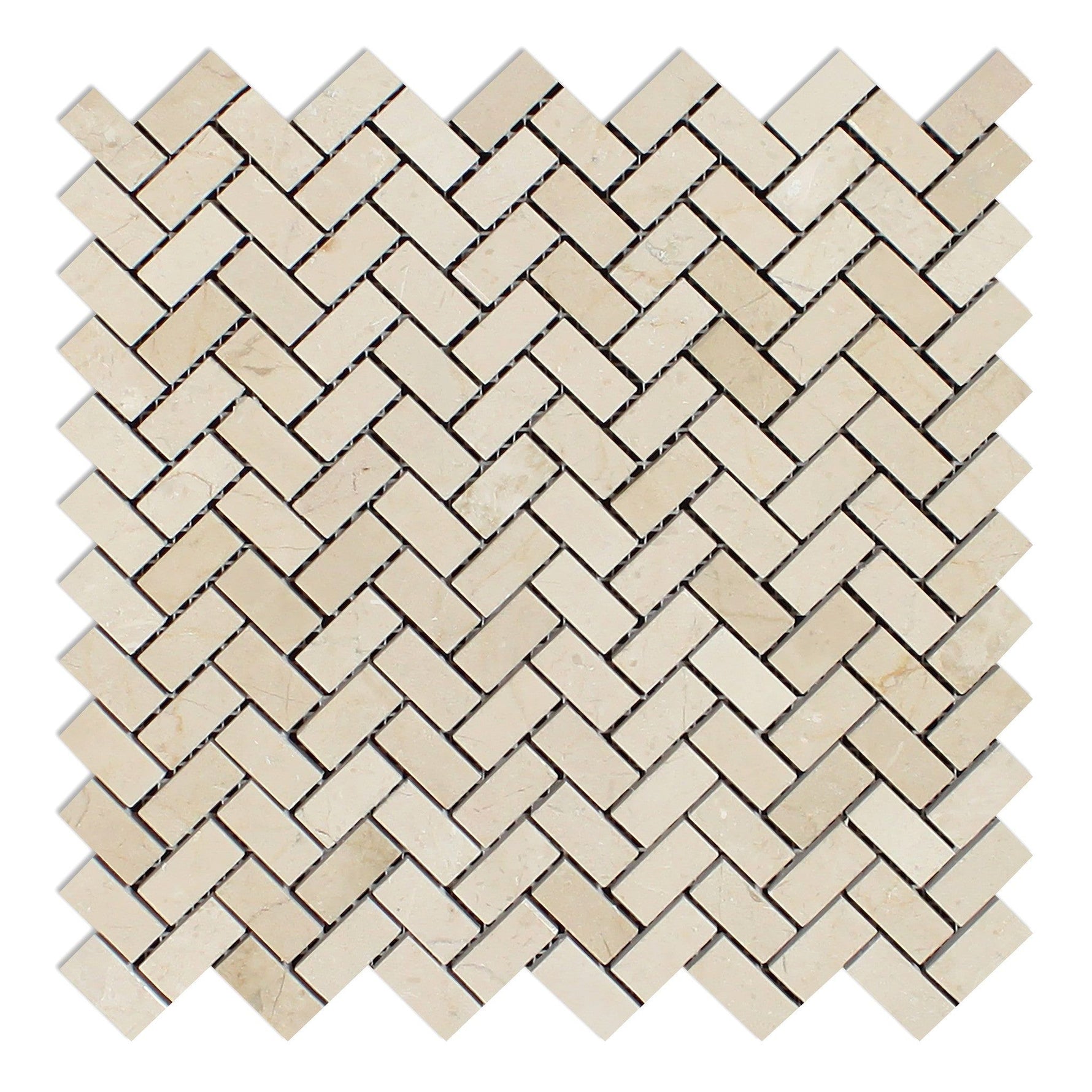 Crema Marfil Marble Honed Mini Herringbone Mosaic Tile-Marble Mosaic-American Tile Depot