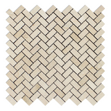 Crema Marfil Marble Honed Mini Herringbone Mosaic Tile