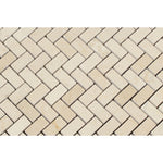 Crema Marfil Marble Polished Mini Herringbone Mosaic Tile