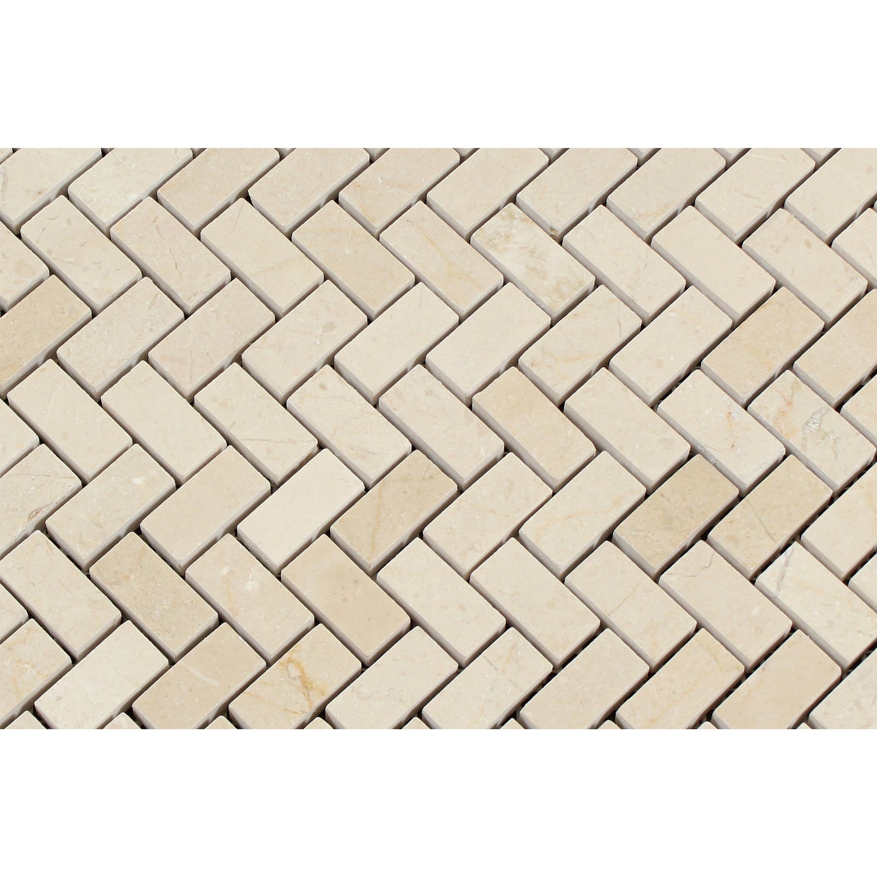 Crema Marfil Marble Polished Mini Herringbone Mosaic Tile