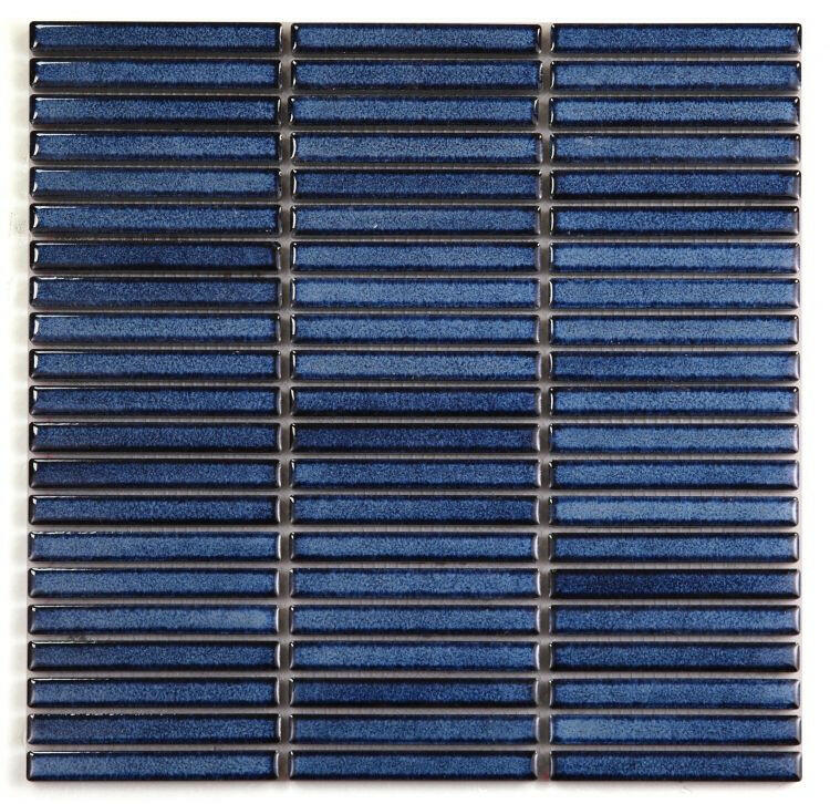 Band Blue Glossy Linear Porcelain Mosaic Tile-Porcelain Mosaic-American Tile Depot