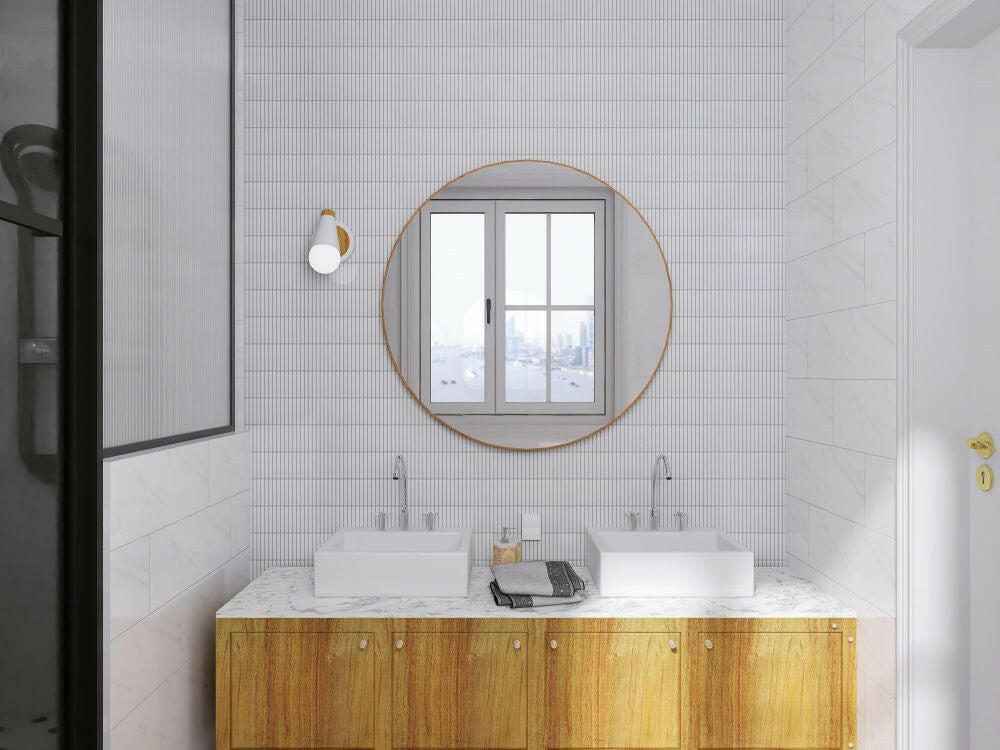 Band Snow Matte Linear Porcelain Mosaic Tile-Porcelain Mosaic-American Tile Depot