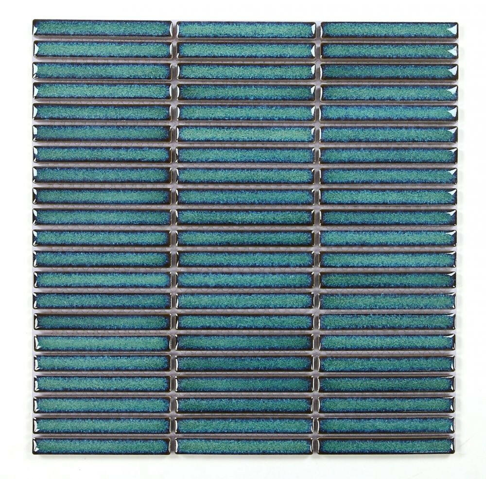 Band Turquoise Glossy Linear Porcelain Mosaic Tile-Porcelain Mosaic-American Tile Depot