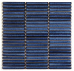 Sample of Band Blue Glossy Linear Porcelain Mosaic Tile-Sample-American Tile Depot