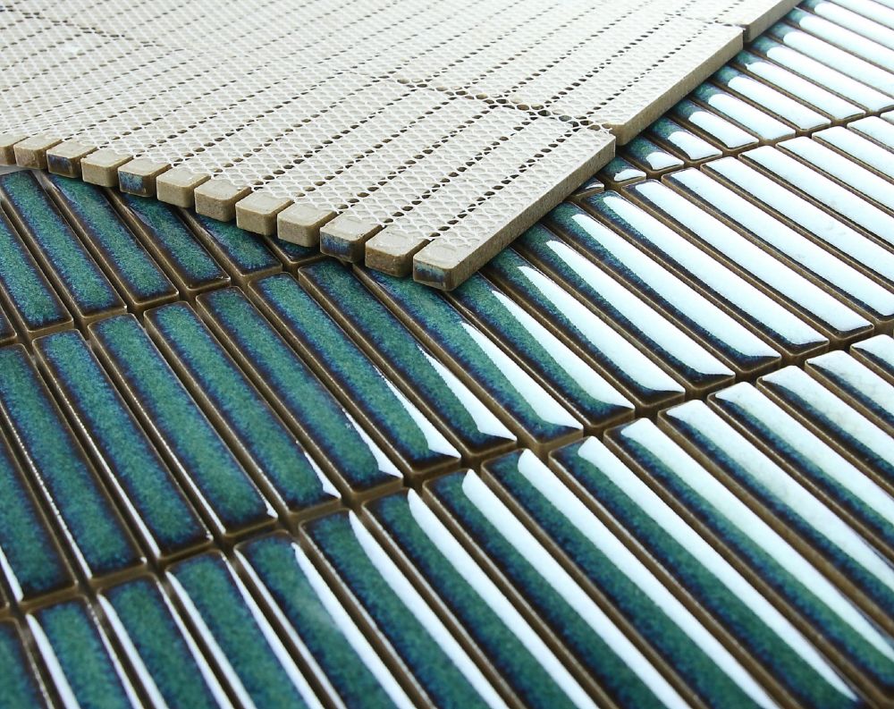 Sample of Band Turquoise Glossy Linear Porcelain Mosaic Tile-Sample-American Tile Depot