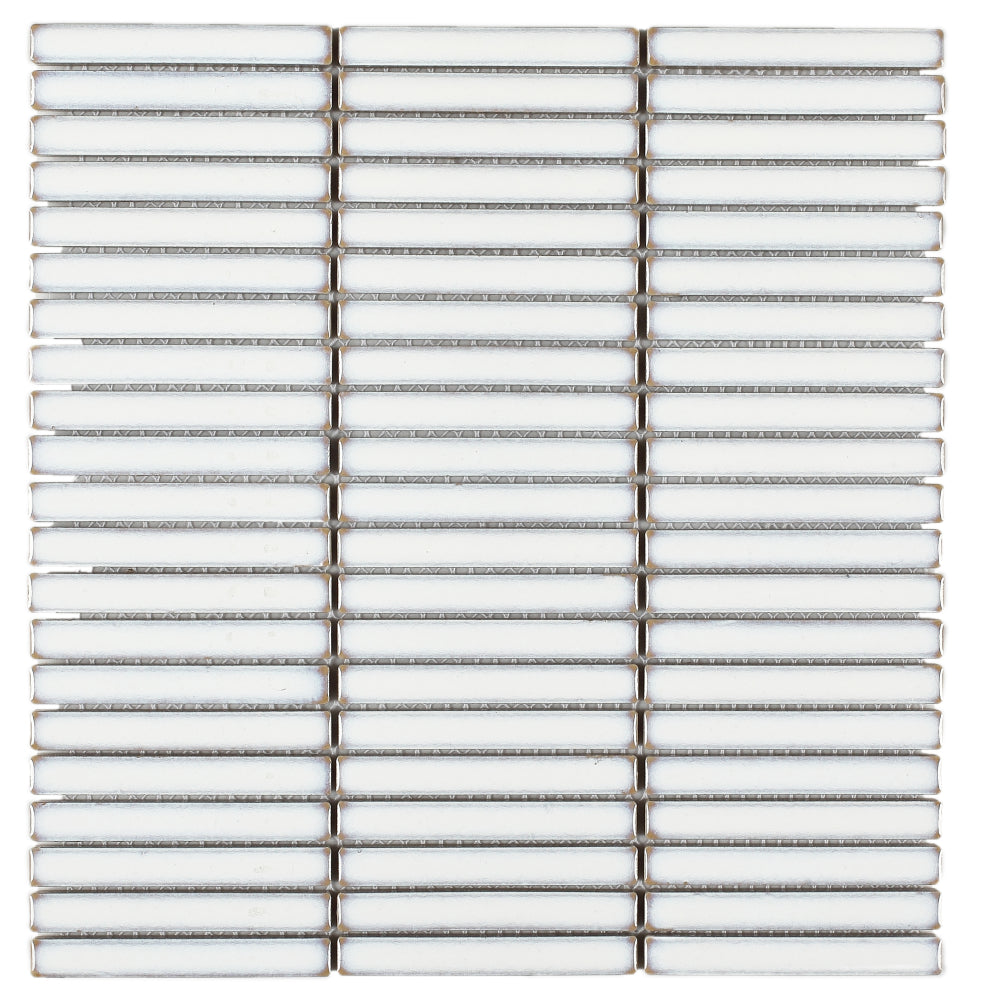 Sample of Band White Glossy Linear Porcelain Mosaic Tile-Sample-American Tile Depot