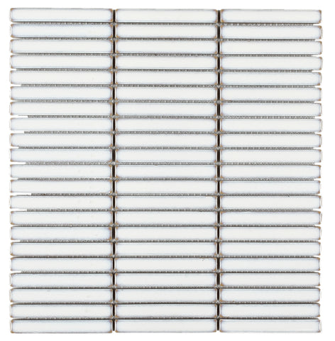 Band White Glossy Linear Porcelain Mosaic Tile