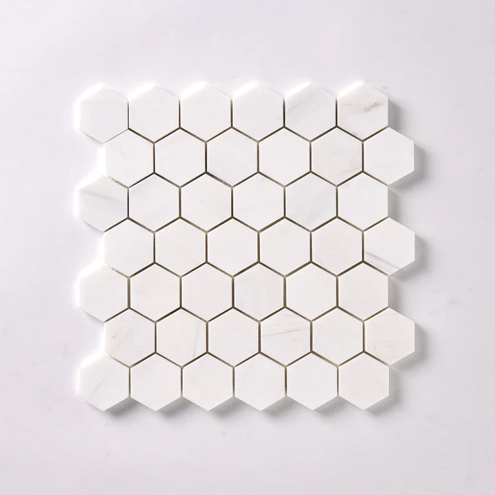 Bianco Dolomite Honed 2" Hexagon Marble Mosaic Tile-Marble Mosaic-American Tile Depot