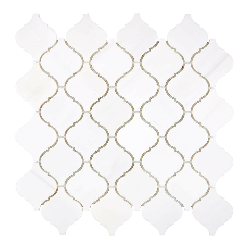 Bianco Dolomite Honed 3" Lantern Arabesque Marble Mosaic Tile-Marble Mosaic-American Tile Depot