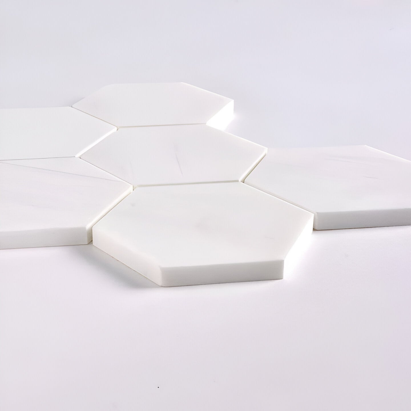 Bianco Dolomite Honed 4" Hexagon Marble Mosaic Tile-Marble Mosaic-American Tile Depot