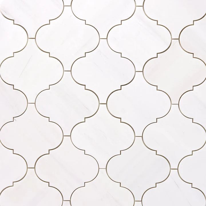 Bianco Dolomite Honed 6" Lantern Arabesque Marble Mosaic Tile-Marble Mosaic-American Tile Depot