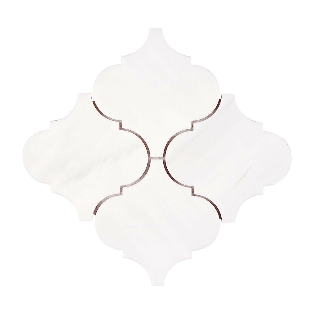 Bianco Dolomite Honed 6" Lantern Arabesque Marble Mosaic Tile-Marble Mosaic-American Tile Depot