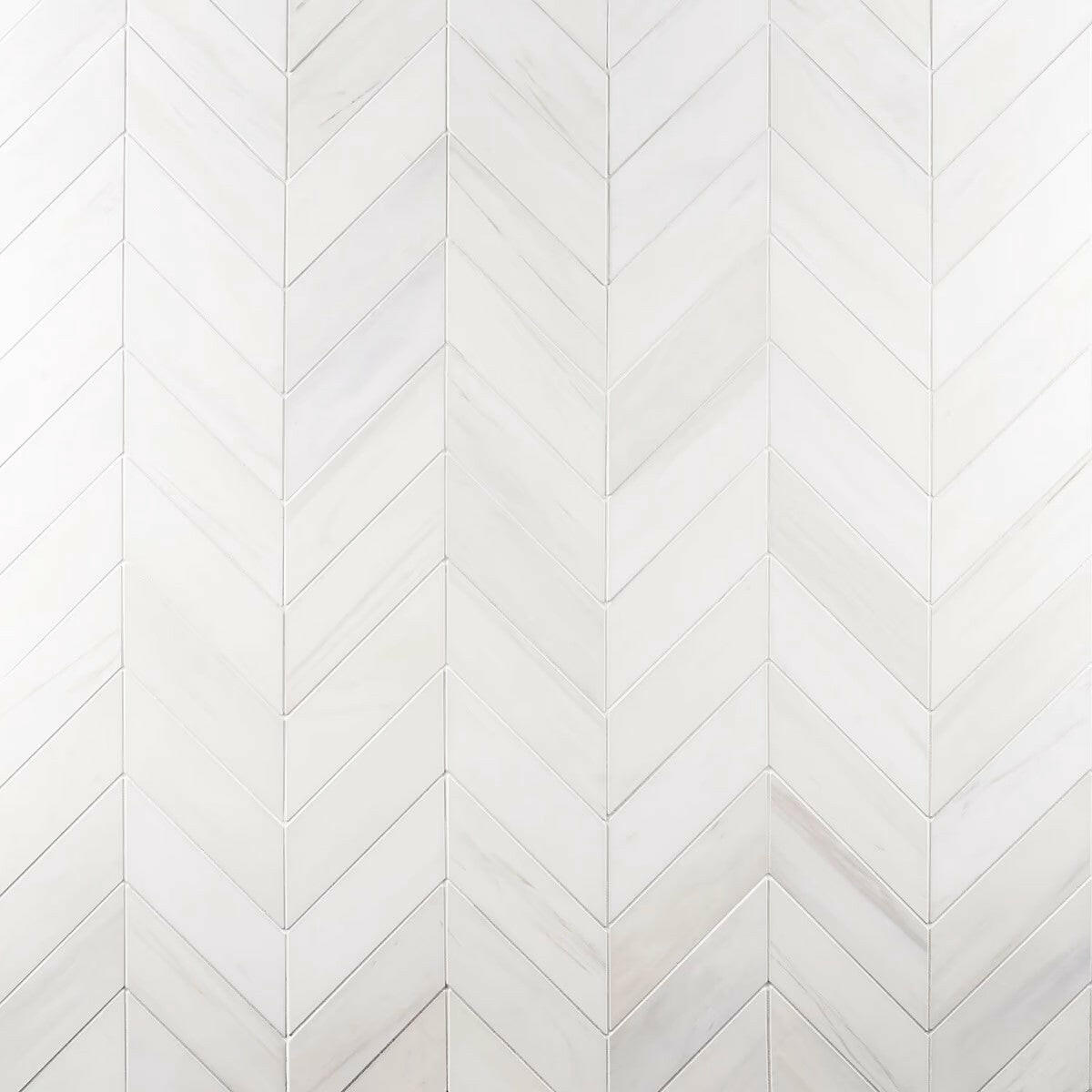 Bianco Dolomite Honed Large Chevron Marble Mosaic Tile-Marble Mosaic-American Tile Depot