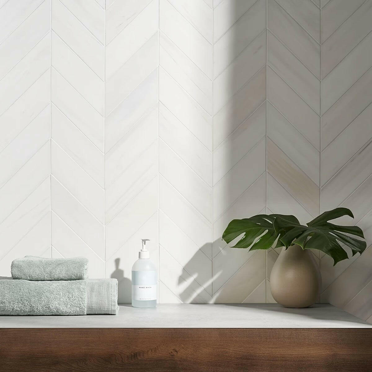 Bianco Dolomite Honed Large Chevron Marble Mosaic Tile-Marble Mosaic-American Tile Depot