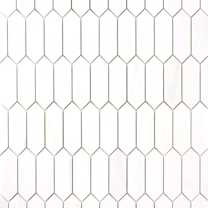 Bianco Dolomite Honed Picket Marble Mosaic Tile-Marble Mosaic-American Tile Depot