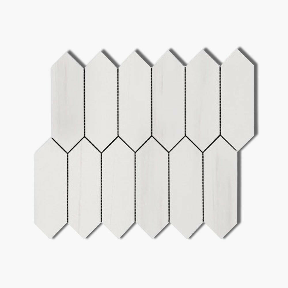 Bianco Dolomite Honed Picket Marble Mosaic Tile-Marble Mosaic-American Tile Depot