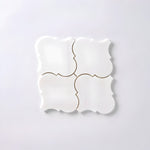 Bianco Dolomite Polished 6" Lantern Arabesque Marble Mosaic Tile-Marble Mosaic-American Tile Depot