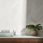 Bianco Dolomite Polished Large Chevron Marble Mosaic Tile-Marble Mosaic-American Tile Depot