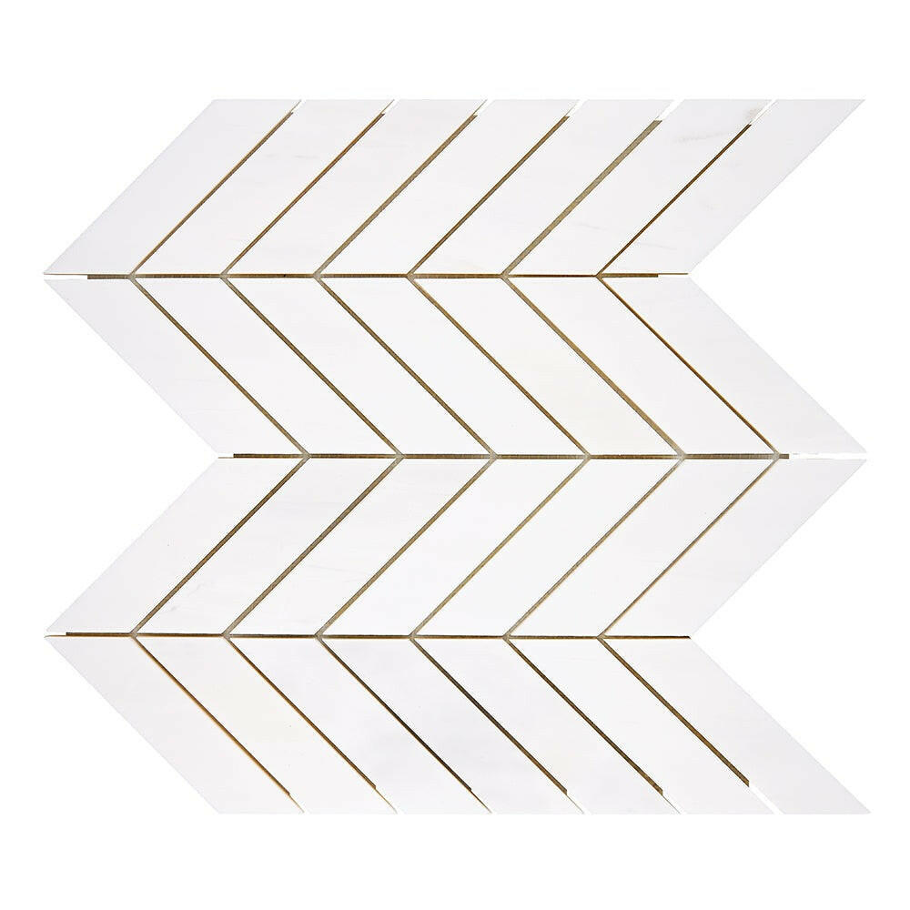 Bianco Dolomite Polished Large Chevron Marble Mosaic Tile-Marble Mosaic-American Tile Depot