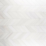 Bianco Dolomite Polished Large Chevron Marble Mosaic Tile-Marble Mosaic-American Tile Depot