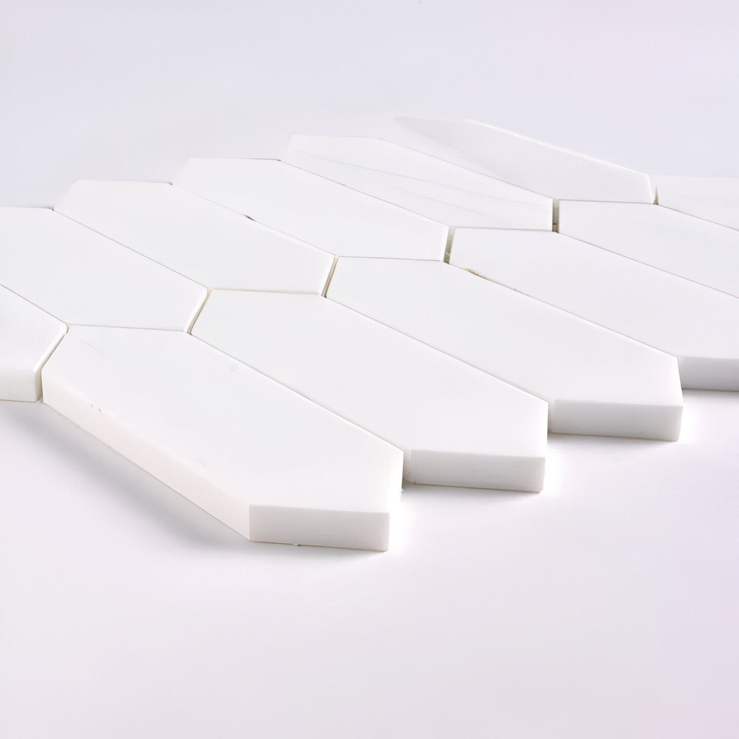 Bianco Dolomite Polished Picket Marble Mosaic Tile-Marble Mosaic-American Tile Depot