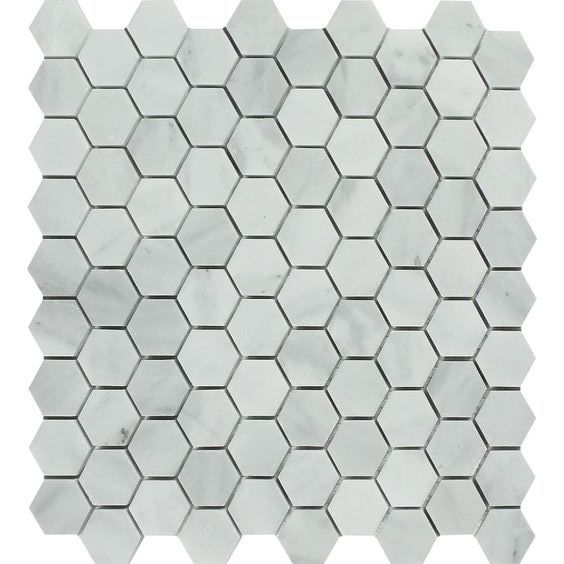 Bianco Venatino (Bianco Mare) Marble Honed 1" Hexagon Mosaic Tile-Marble Mosaic-American Tile Depot