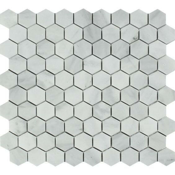 Bianco Venatino (Bianco Mare) Marble Honed 1" Hexagon Mosaic Tile-Marble Mosaic-American Tile Depot