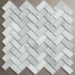 Bianco Venatino (Bianco Mare) Marble Honed 1 x 2 Herringbone Mosaic Tile-Marble Mosaic-American Tile Depot