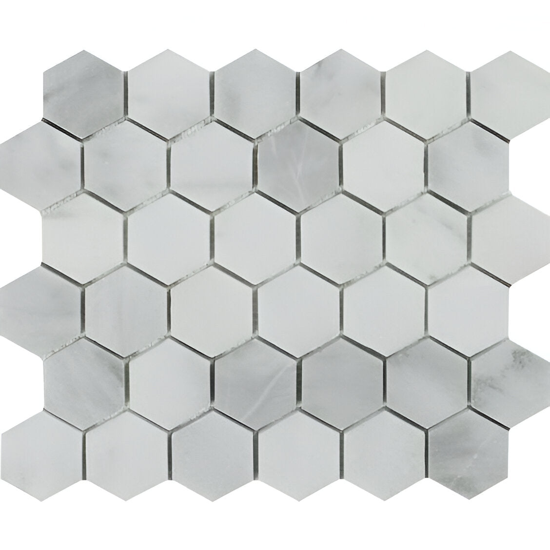 Bianco Venatino (Bianco Mare) Marble Honed 2" Hexagon Mosaic Tile-Marble Mosaic-American Tile Depot