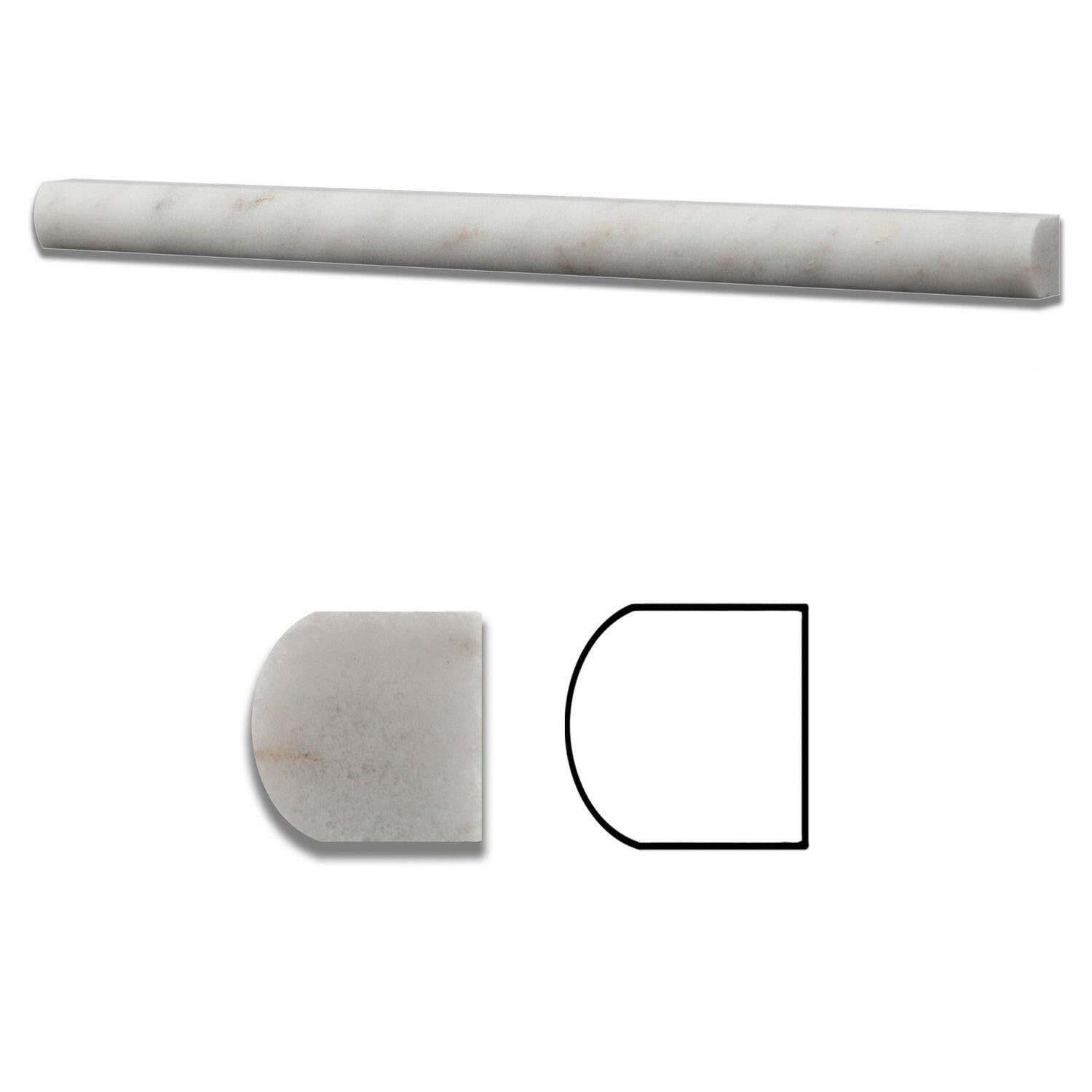 Bianco Venatino (Bianco Mare) Marble Honed 3/4 X 12 Bullnose Liner-Marble Molding/Trim-American Tile Depot