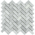 Bianco Venatino (Bianco Mare) Marble Polished 1 x 2 Herringbone Mosaic Tile-Marble Mosaic-American Tile Depot